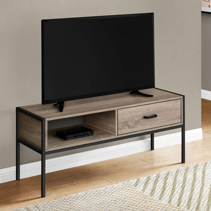 Monarch Specialties I 2876 | Meuble TV - 48" - Métal noir - Taupe foncé-SONXPLUS Val-des-sources