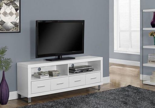 Monarch Specialties I2518 | Meuble TV - 60" - 4 Tiroirs - Blanc-SONXPLUS Val-des-sources