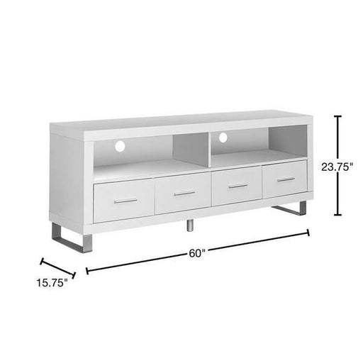 Monarch Specialties I2518 | Meuble TV - 60" - 4 Tiroirs - Blanc-SONXPLUS Val-des-sources