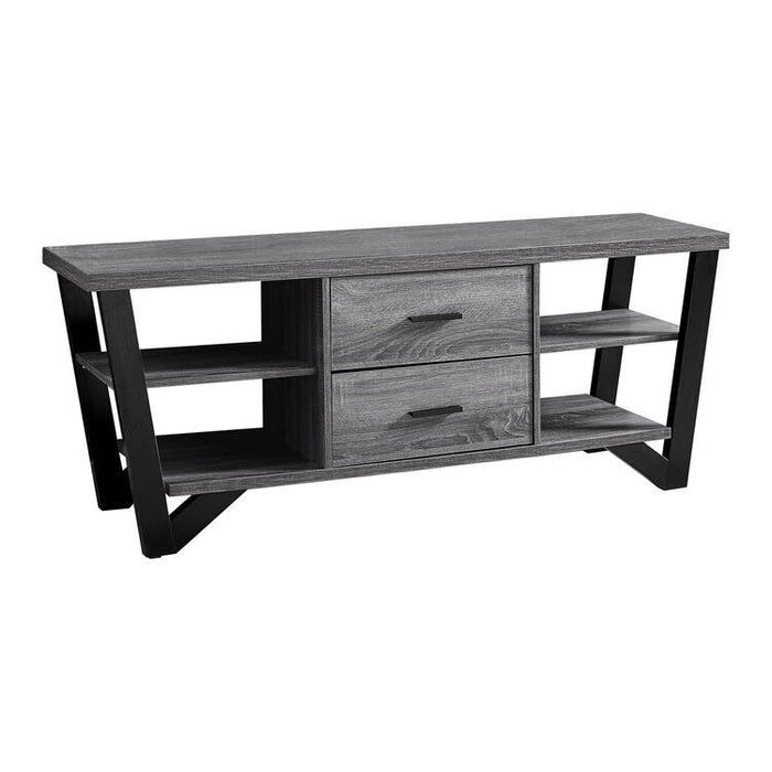 Monarch Specialties I2762 | Meuble TV - 60" - 2 Tiroirs de rangement - Gris/Noir-SONXPLUS Val-des-sources