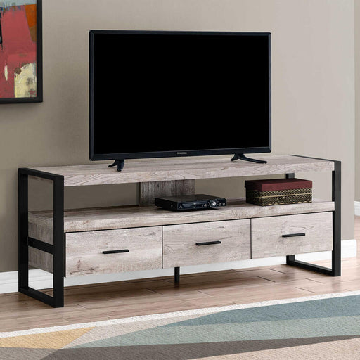 Monarch Specialties I2822 | Meuble TV - 60" - 3 Tiroirs - Taupe-SONXPLUS Val-des-sources