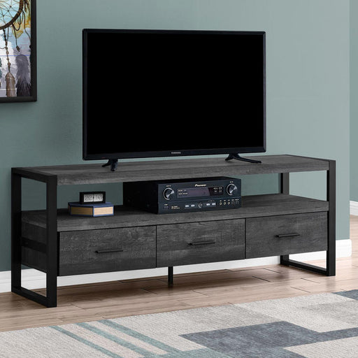 Monarch Specialties I 2823 | Meuble TV - 60" - 3 Tiroirs - Imitation Bois - Noir-SONXPLUS Val-des-sources