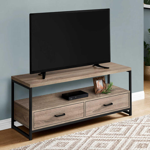 Monarch Specialties I2872 | Meuble TV - 48" - 2 Tiroirs de rangement - Taupe foncé-SONXPLUS Val-des-sources